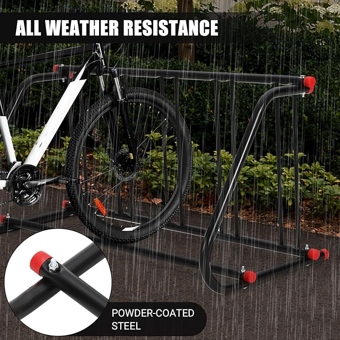 Commercial Bike Rack Outdoor, Metal Bicycle Parking Rack Stand, 5 Bike Commercial Bike Rack Garage Floor for Retail Shopping Centers, Schools, Backyards, Bike Shops