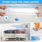 6Pack Thickened Space Saver Vacuum Storage Bags for Clothes with Hand Pump, (2 Jumbo+2 Large+2 Medium) Vacuum Sealed Bags for Clothing, Comforters and Blankets