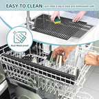 Ohuhu Over The Sink Dish Drainer Drying Rack, 17.6" W x 15.4" L Roll Up Dish Racks Kitchen Sink Organizer Silicone Wrapped Large in Sink Dish Drying Rack Foldable Rolling Drain Mats Anti-Slip