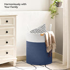Laundry Hamper 62L,Large Laundry Basket for Clothes,Decorative Storage Basket for Blankets,Cotton Rope Woven basket for bedroom,Navy Blue