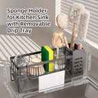 Kitchen Caddy Sink Organizer,Sponge Holder for Kitchen Sink,Dish Soap Dispenser,Kitchen Sink Accessories Countertop Organizer,Stainless Steel Sink Sponge Caddy Over the Sink Shelf