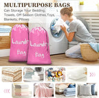 2 Pack XL Travel Laundry Bags for Dirty Clothes - Extra Large Heavy Duty Drawstring Laundry Bag Holds 4 Loads - Cruise Ship, Camping, Road Trip, Vacation Essentials Must Haves 2025(Pink + Pink)