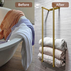 Towel Racks for Bathroom, Gold Towel Holder for Rolled Towels, 304 Stainless Steel Towel Rack for Rolled Towels, Bathroom Towel Holder for Modern Small Space Bathroom Towel Storage, Gold