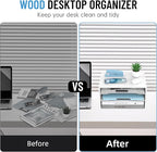 Wood Desk Organizer, 3 Tier Paper Tray Organizer for Desk with Adjustable Storage Shelves, Desktop File Organization Paper Sorter Mail Holder for Office Home Classroom, White