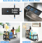 Sponge Holder for Kitchen Sink Organizer, Stainless Steel Sink Caddy Suction Cup with Dish Brush Holder, Rustproof Drying Rack, Sponge Caddy and Dish Soap Organizer for Kitchen Countertop