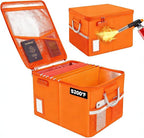 TOMKID Fireproof File Cabinet with Lock, Fireproof Document Organizer Collapsible File Box Filing Cabinet with Handle for Letter Legal Folder Certifications (Orange-Upgrade)