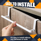 2 Pack Towel Rack for Cabinet, Over Cabinet Bar, Strong Steel Towel Holder, 9 Inch for Home Kitchen Bathroom Doors(White)