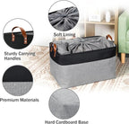 DULLEMELO Extra Large Storage Basket 22X15, 70L Foldable Fabric Toys Baskets Organizer Bins, Black&Grey