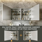 40x24 Bathroom Medicine Cabinet with Mirror,Aluminum Alloy Frame with Mirror Side Panels,Surface Medicine Cabinet with Adjustable Shelves,Assembly Required