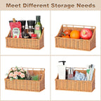 OwnMy 2PCS Plastic Wicker Hanging Basket Wall Mount Storage Baskets for Kitchen Organizing Fruit, Onion, Potato, Vegetable, Hanging Fruit Baskets for Kitchen Counter/Pantry/Cabinet