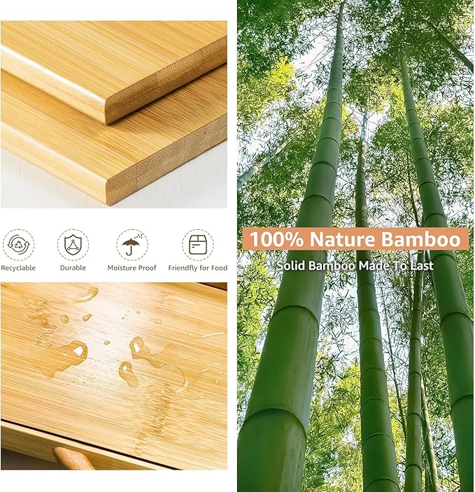 BAMBANG Extra Large Bread Box, Bread Box for Homemade Bread, Bamboo Wooden Bread Storage Container with Tool Holder & Handles & Window, Assembly Required(14.9" x 9.8" x 9.4") Natural