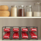 MOOACE 4 Pack Can Organizer for Pantry, Stackable Soda Can Dispenser Rack, Pantry Organizer Canned Food Storage Holder for Kitchen Refrigerator Cabinet, Bronze
