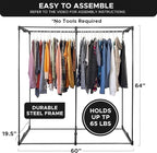 HOLDN’ STORAGE Portable Wardrobe Closet - 65 lb Large Capacity, Internal Heavy Duty Metal Rod, Zipper & Clear Window, Durable Clothes Organizer, Tool-Free Easy Assembly, Dark Gray Canvas Cover