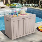 45 Gallon Outdoor Deck Box, Lockable Waterproof Outdoor Storage Boxes For Garden Tools,Indoor Cushions,Accessories Outside Storage Resin Weatherproof Container(Grey)