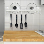 Dseap Pot Rack - Pots and Pans Hanging Rack Rail with 8 Hooks, Double Bars, Pot Hangers for Kitchen, Wall Mounted, White, 2 Packs