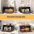 Vintage Bread Box for Kitchen Countertop, Retro Design Bread Storage Container, Farmhouse Wooden Counter Breadbox, Small Bamboo Bread Bin Holder for Homemade Bread, Black