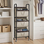 GRANNY SAYS 3 Tier Laundry Sorter, Laundry Basket with Wheels, Laundry Room Organization and Storage, 3 Section Rolling Laundry Cart for Dorm, Bathroom, Bedroom, Closet, Light Khaki