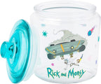 Silver Buffalo Rick and Morty Falling Out of Ship Glass Cookie Snack Candy Jar with Lid (Small)