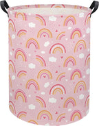 Rainbow Pink Baby Laundry Basket Baby Hamper Kids Hamper Basket Toy Storage Bin for Boys Room Decor Baby Nursery Hamper Gift Baskets for Bedroom Bathroom(Pink Rainbow)