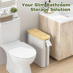 42L Toilet Paper Basket with Bamboo Lid, Toilet Paper Storage with Toilet Paper Holder & Non-Slip Mat for Bathroom Organizer, Holds up to 19 Regular Rolls or 14 Mega Rolls, Collapsible & Stackable
