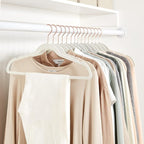 Amazon Basics Slim Velvet Non-Slip Space Saving Suit Clothes Hangers, Closet Organizer, Sturdy Construction, Ivory/Rose Gold, 50-Pack