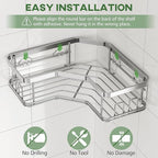 MAXIFFE 3 Pack X-Large Corner Shower Caddy with Soap Holder, Large Capacity Easy Install No Drilling Stainless Steel Sturdy Hold 40 LB Shower Organizer Shelves Rack for Family Renters Bathroom, Silver