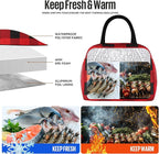 Lunch Bag Women/Men Lunch Box Women/Men (Red+Black Blocks)