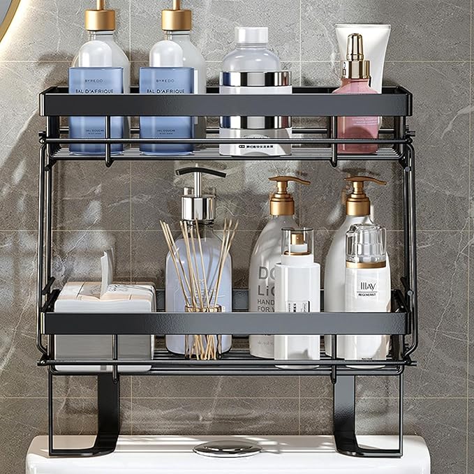 2-Tier Bathroom Over The Toilet Storage Shelf, Large Capacity No Drilling Bathroom Organizer, for Bathroom