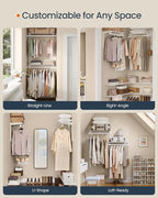 SONGMICS HOME Closet System, Closet Insert Organizer, 2 ft, Adjustable Metal Shelving Unit with 2 Hanging Rods, 2 Shelves, and Hooks, for Pantry Mudroom Garage Basement, Cloud White URGR030W01