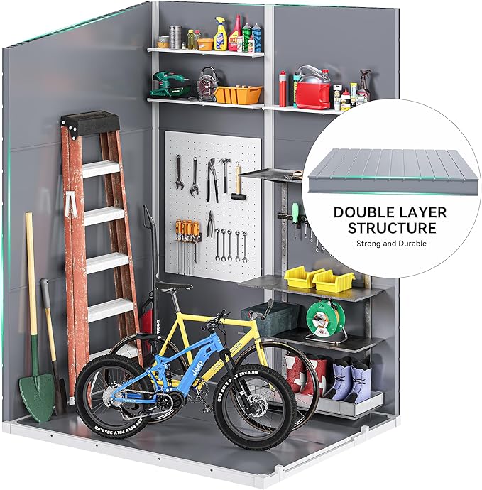 DWVO 5x4ft Resin Outdoor Storage Shed with Floor, Large Waterproof Lockable Storage Shed with Window, Plastic Outside Tool Storage for Garden Backyard Patio Lawn (Gray)