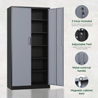 Letaya Metal Storage Cabinets with Lock Door and 5 Adjustable Shelves, Steel Garage Tool Organization Cabinets for Home,Utility Room, Warehouse,Lockers(71"-Black Gray) | Lock Door, 5 Adjustable Shelves, Garage, Lockers
