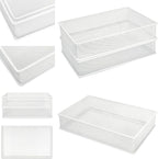 Annova Mesh Stackable Drawer Cabinet and Shelf Organizer Bins Storage Basket School Office Supply Holder Tray- Set of 2 (White, 6x9x2 Inch)