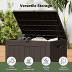 NEWBULIG 31 Gallon Deck Box, Weatherproof Resin Lockable Outdoor Storage for Secure Package Deliveries and Indoor Storage in Garden or Patio, Backyard