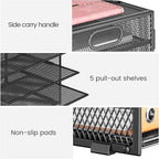 Lavatino 8 Tier Paper Organizer for Desk, Black Mesh Letter Tray File Sorter Organizers with Handles, Including 5 Adjustable Slid Trays for Office School Classroom Supplies Organization and Storage