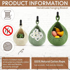 Honeydak Boho Decor Hanging Wall Baskets for Kitchen 3 Pack Teardrop Baskets with Hooks Storage Fruit Onion Vegetable Potato for Home 3 Sizes