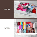 6 Pack Drawer Dividers 6 Inch High, 11”-17" Adjustable Bamboo Organizers Large Expandable Drawer Separators for Cloths, Dresser, Bedroom, Bathroom, Baby Drawer, Office & Kitchen Utensils (Natural)
