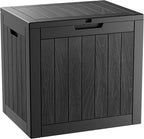 31 Gallon Outdoor Storage Box, Resin Deck Boxes Outdoor Waterproof For Patio Furniture, Garden Tools, Pool Supplies, Lockable And UV Resistant (Striped Black)
