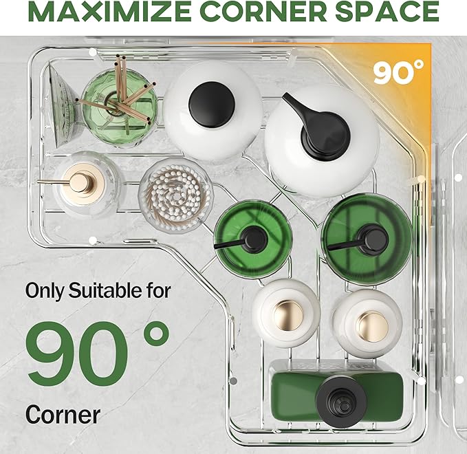MAXIFFE 3 Pack X-Large Corner Shower Caddy with Soap Holder, Large Capacity Easy Install No Drilling Stainless Steel Sturdy Hold 40 LB Shower Organizer Shelves Rack for Family Renters Bathroom, Silver