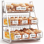 Upgraded Egg Holder Countertop with Removable 5 Dividers & Date Plate, 3 Tier Pull Out Large Egg Basket for Gathering Fresh Eggs, Kitchen Organizer, The Size - 6.7“x16.6”x11.3