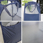 2 pop-up foldable mesh laundry baskets (each with 2 reinforced handles), black + blue…