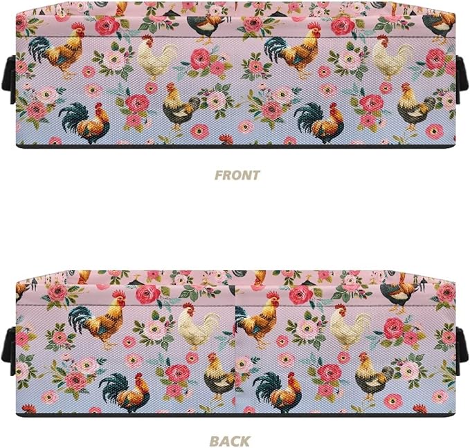 Fabric Storage Bin for Organizing Small Household Items Storage Basket Rectangular Toilet Paper Towels Holder for Bathroom Living Room Decor, Chicken Rooster Rose Pink Blue Gradient