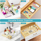 Drawer Organizers Set of 65, 4 Sizes Clear Plastic Drawer Organizers and Storage Bins for Kitchen, Bathroom, Office, Dresser Desk Drawer Organizer Tray for Jewelry, Makeup, Junk, Gadgets