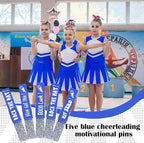 Kigeli 30 Pcs Spirit Clips Cheer Pins Cheerleader Gifts Clothes Pins for Backpacks Competition Glittered for Team Cheer Gifts Stuff Supplies Party Favors Accessories Bulk(Blue, Silver,Shiny)