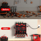 Power Tool Organizer Wall Mount with Charging Station - Heavy-Duty Cordless Drill Holder,Adjustable Tool Storage Rack for Garage,Workshop,Wall-Mounted Tool Organizer Gifts for Fathers Day