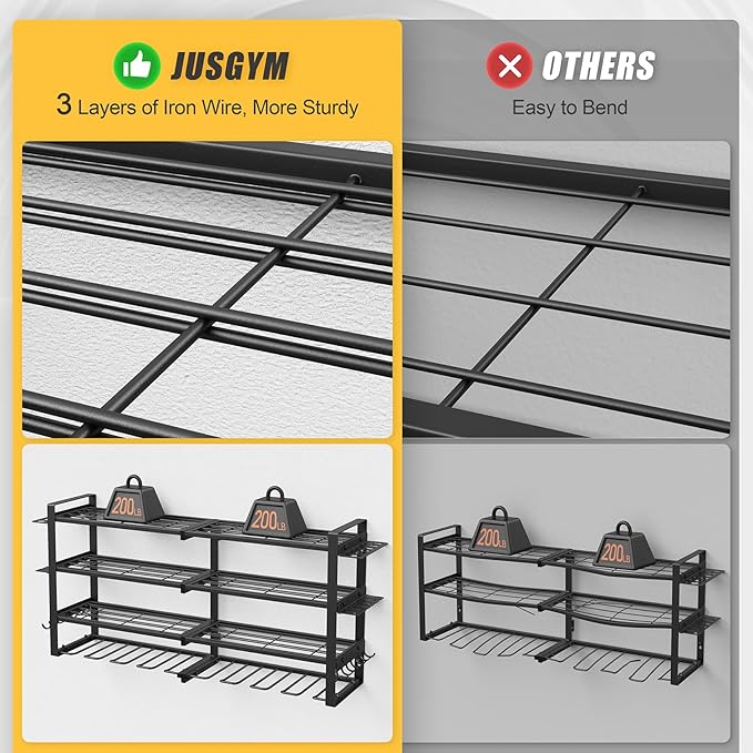Power Tool Organizer Wall Mount, 4-Tier Tool Storage Rack with 8 Drill Holders, 400LBS Load Heavy Duty Cordless Tool Shelf for Garage Organization, Gift for Men