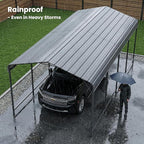 SUNBURY 10 x 20 ft Heavy Duty Metal Carport for Vehicle Storage, Canopy with Galvanized Steel Roof, Outdoor Steel Car Shelter with Metal Frame, for Cars, Boats, Pickups and Tractors, Gray
