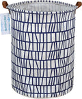 LANGYASHAN Laundry Basket Canvas Fabric Collapsible Organizer Basket for Storage Bin Toy Bins Gift Baskets Bedroom Clothes Children Nursery Hamper (Blue Stripes)