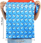 Shappy 2 Pcs Large Travel Laundry Bag Washable Waterproof Wet Dry Large Dirty Clothes Bag Bathing Workout(Shark)