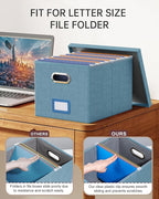 2 Pack File Storage Organizer, Filing Box, Portable File Box with Lid, Fit for Letter/Legal File Folder Storage, Document Organizer, Dark-blue