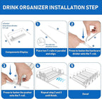 Drink Organizer for Fridge, Soda Can Organizer Dispenser for Refrigerator with Automatic Pusher Glide, Width Adjustable Clear Dividers Can Holder for 15 Cans, 115''D x 8.9''W x 3.1''H, 3 Rows